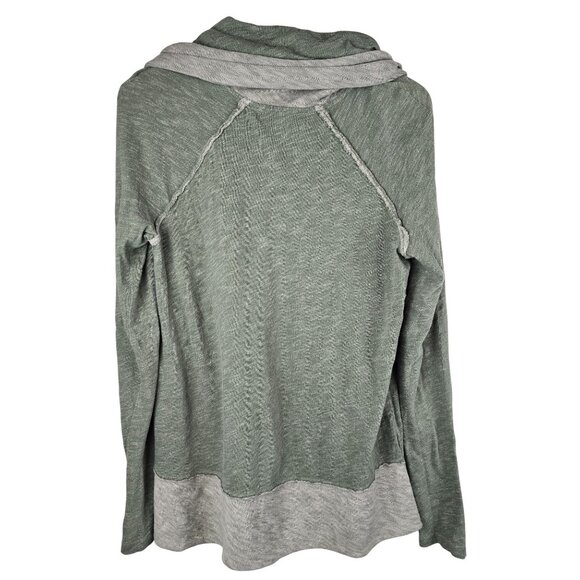 Free People Beach Two Body Green Cowl Neck Cocoon Pullover Top M/L - Picture 3 of 7